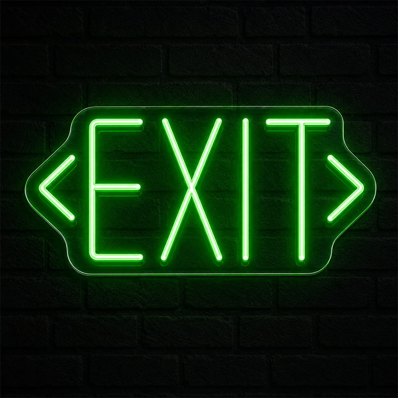 Wayfinding Neon Signs - Green Exit Arrow Wall Light

