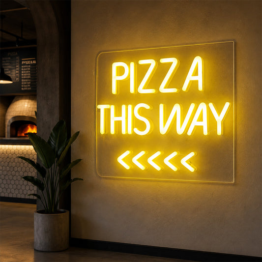 Wayfinding Neon Signs - Pizza This Way LED Wall Light
