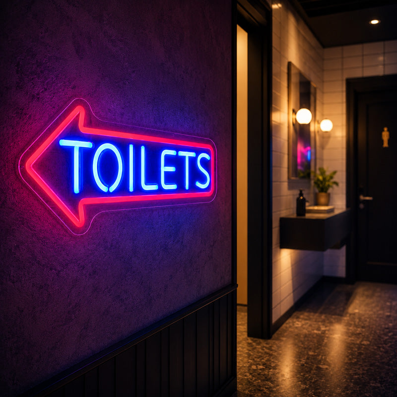 Wayfinding Neon Signs - Toilets Arrow LED Wall Light
