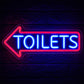 Wayfinding Neon Signs - Toilets Arrow LED Wall Light

