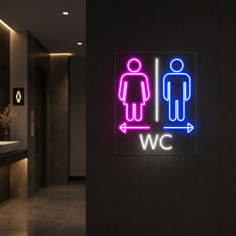 Wayfinding Neon Signs - WC Restroom LED Wall Light
