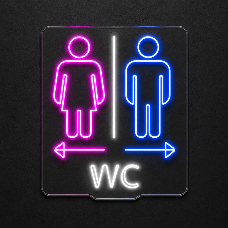 Wayfinding Neon Signs - WC Restroom LED Wall Light
