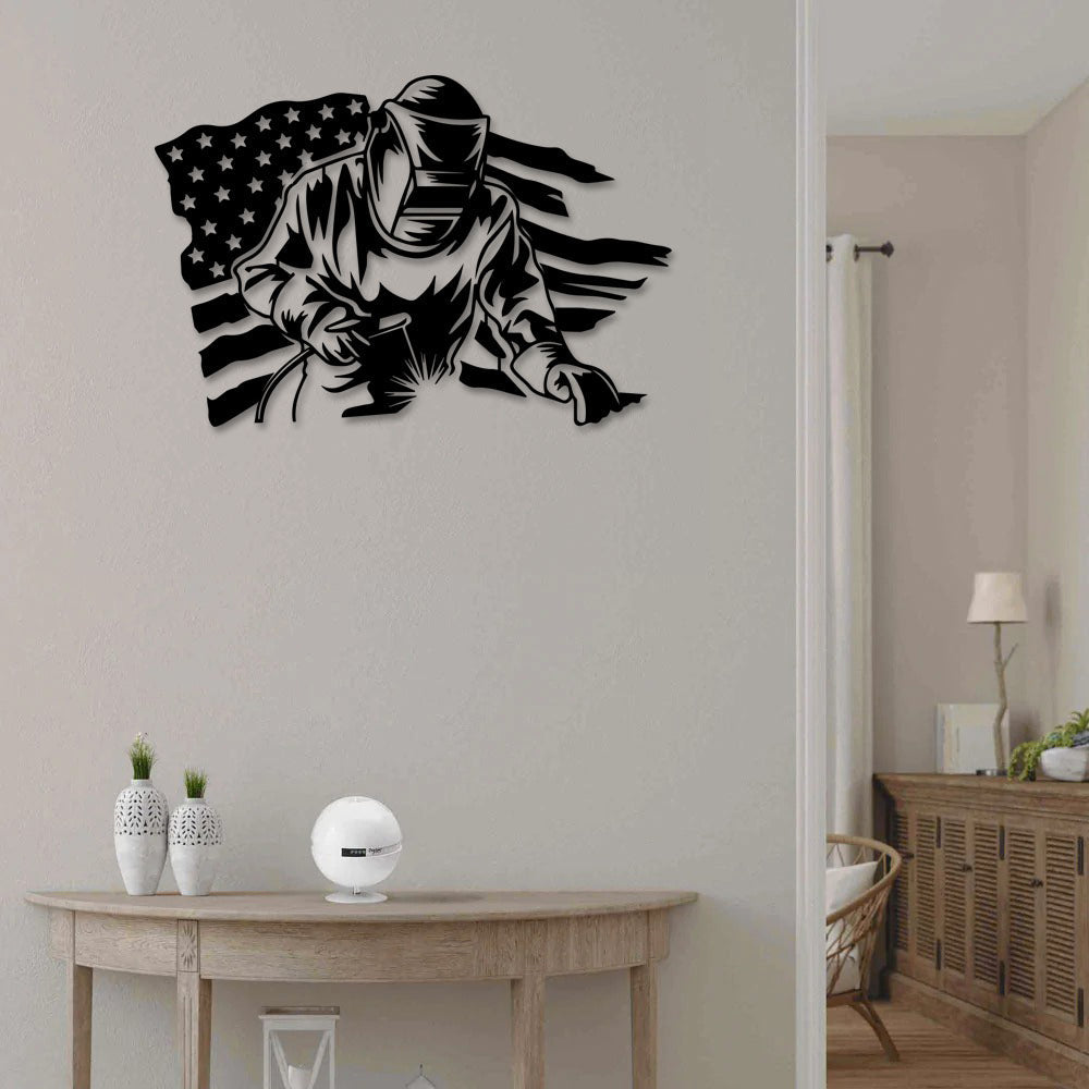 Welder American Welder Welding Torch Mask Mechanic Ironworker - Led Light Metal - Owls Matrix LTD