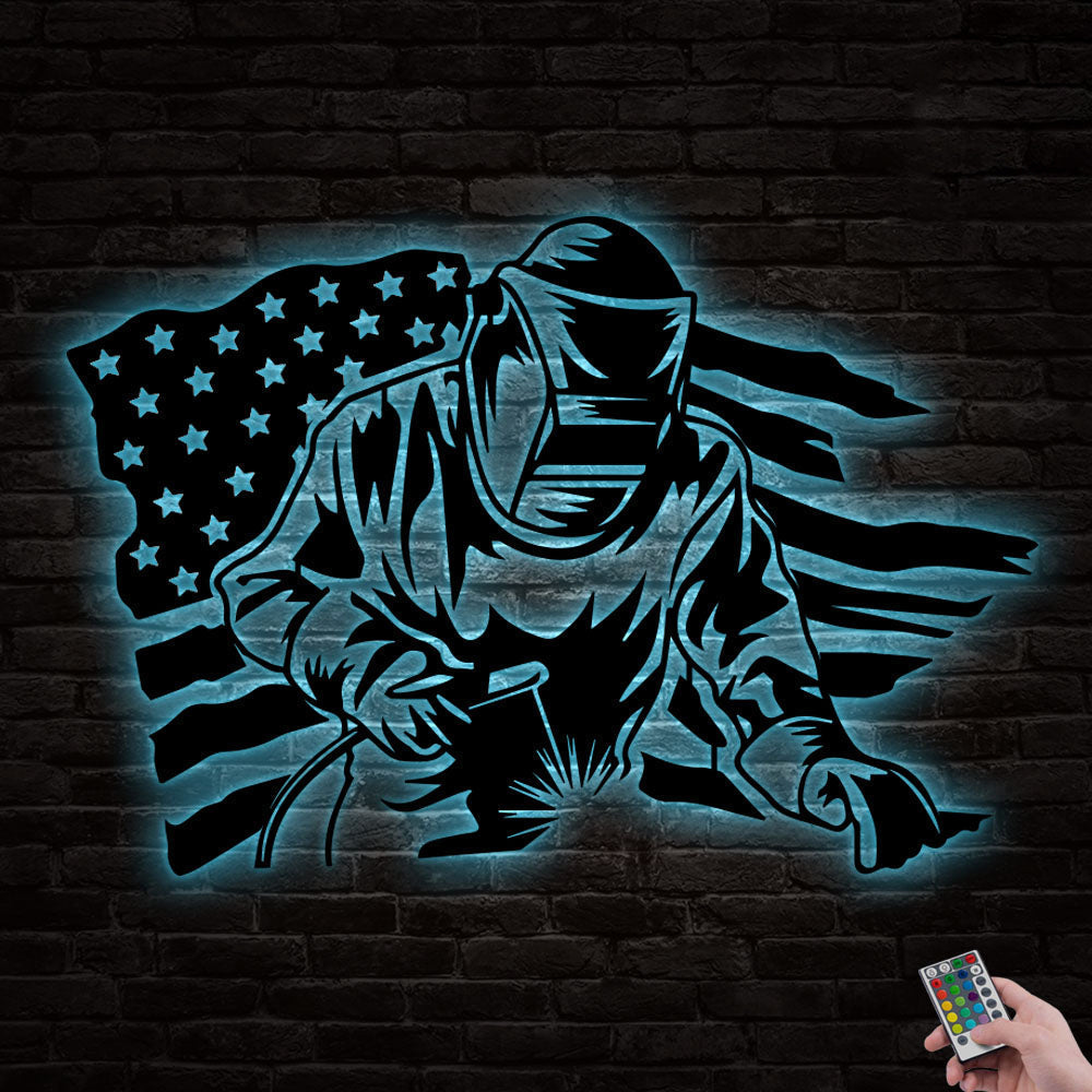 Welder American Welder Welding Torch Mask Mechanic Ironworker - Led Light Metal - Owls Matrix LTD