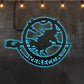 Witch Black Flying With Broom Personalized - Led Light Metal - Owls Matrix LTD
