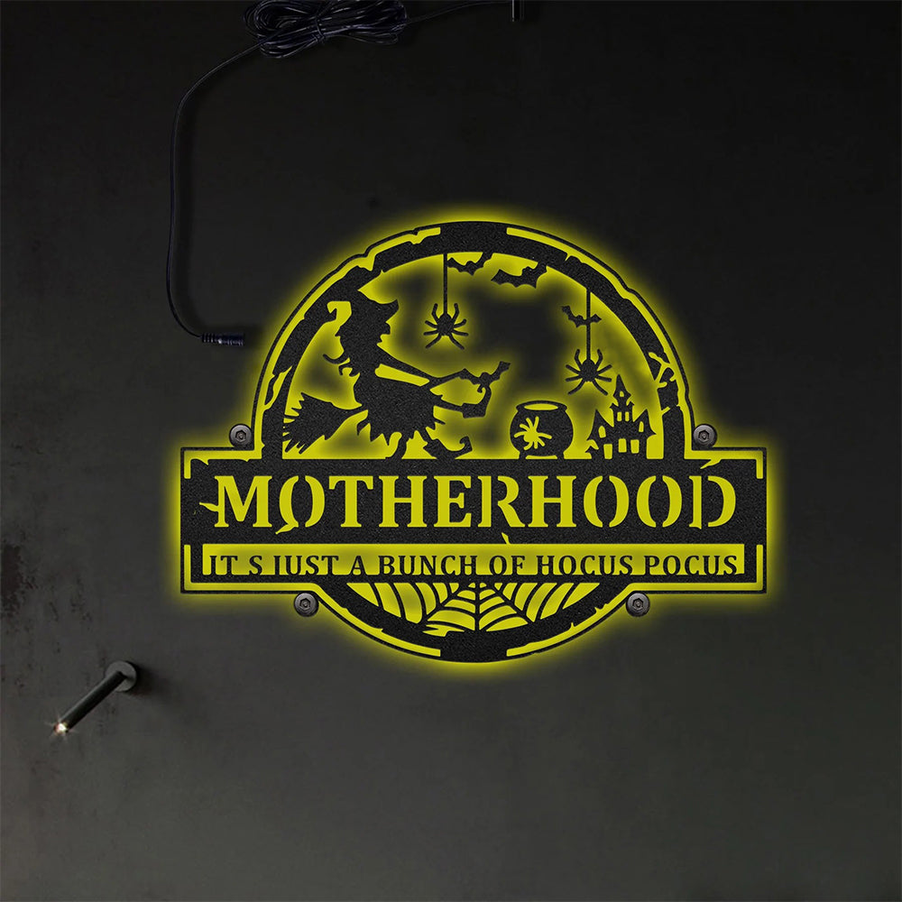 Witch Hocus Pocus Motherhood Witch Round - Led Light Metal - Owls Matrix LTD