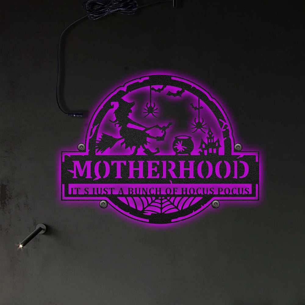 Witch Hocus Pocus Motherhood Witch Round - Led Light Metal - Owls Matrix LTD