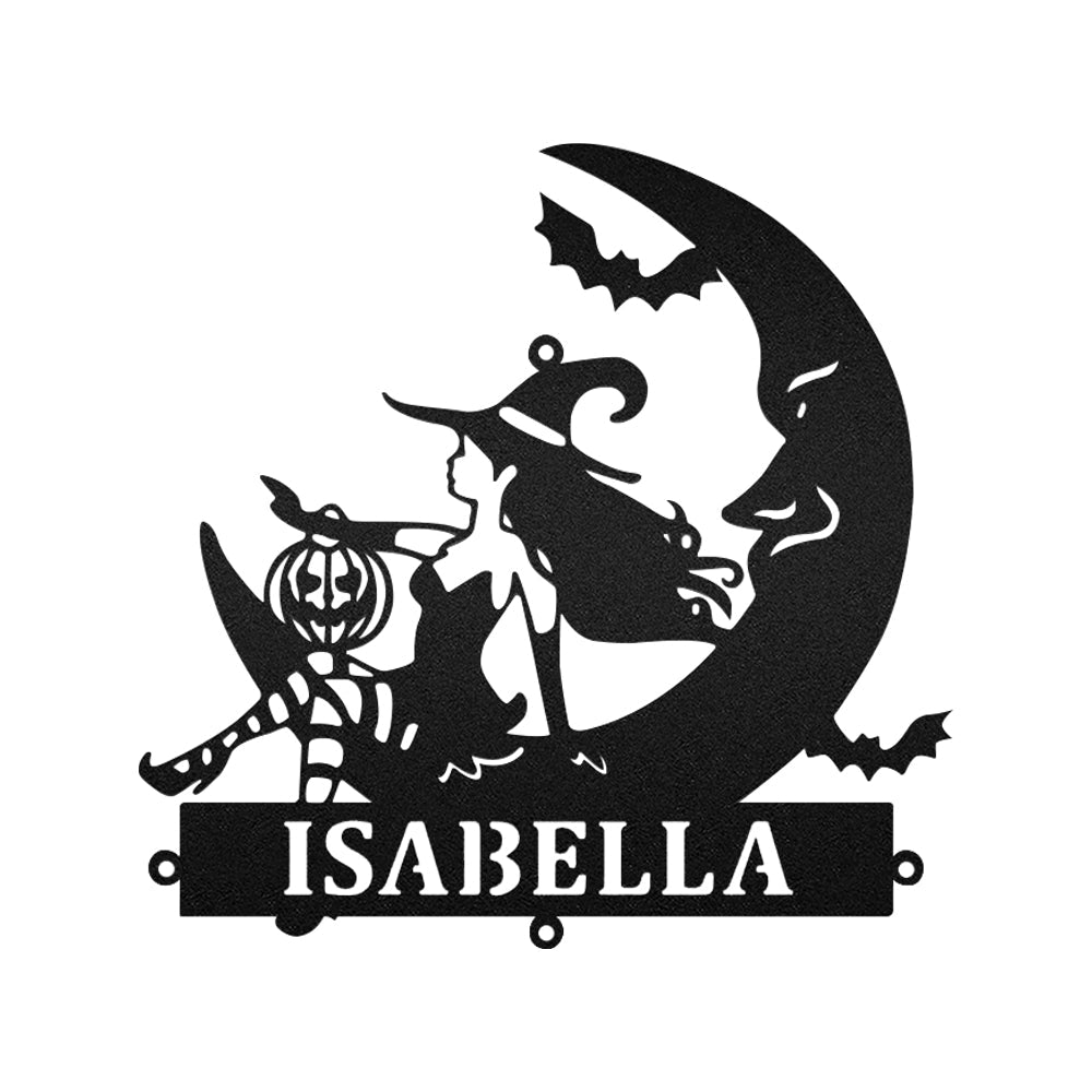 Witch On The Moon Personalized - Led Light Metal - Owls Matrix LTD