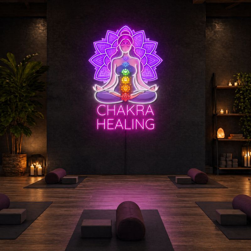 Yoga Studio Neon Sign - Chakra Healing Wall Decor