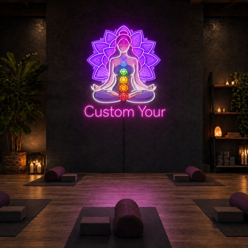 Yoga Studio Neon Sign - Chakra Healing Wall Decor | Custom Your
