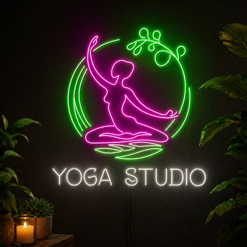 Yoga Studio Neon Sign - Green Pose Wall Decor Light