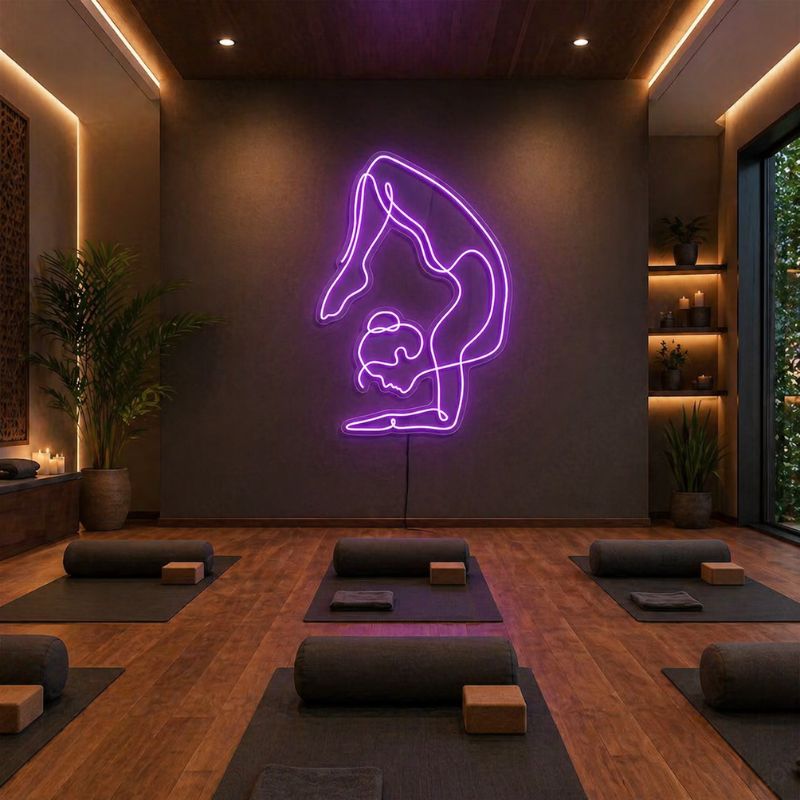 Yoga Studio Neon Sign - Purple Pose Wall Decor Light
