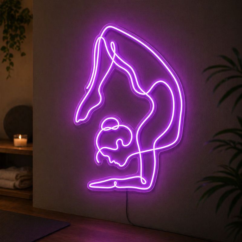Yoga Studio Neon Sign - Purple Pose Wall Decor Light