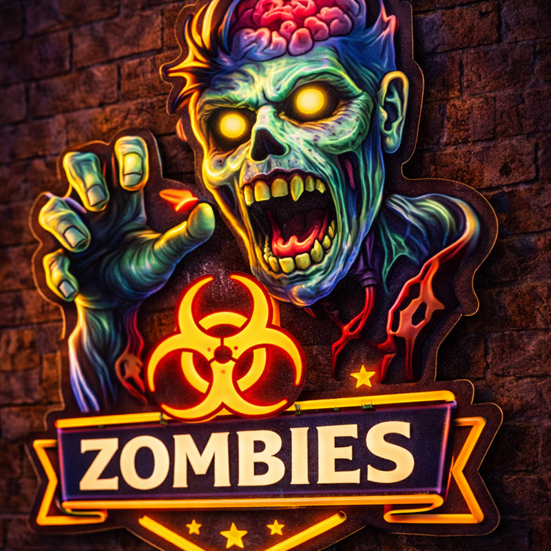 Zombie Horror LED Neon Sign – Spooky Halloween Wall Light Decor