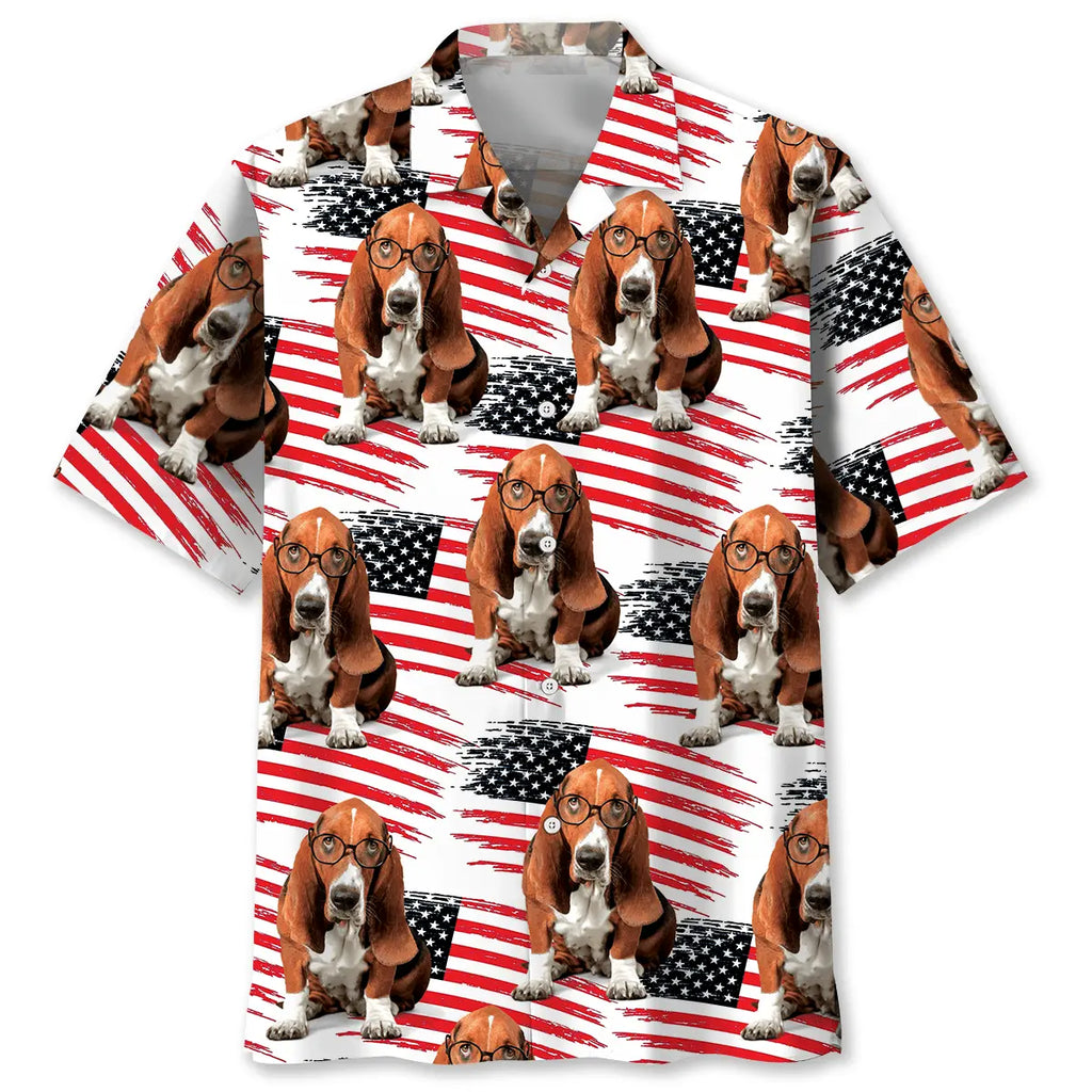 Hawaiian Shirt / Adults / S American Basset Hound Hawaiian Shirt