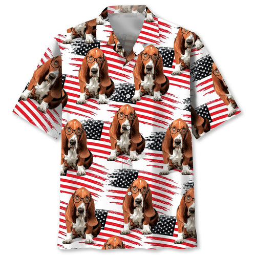 Hawaiian Shirt / Adults / S American Basset Hound Hawaiian Shirt
