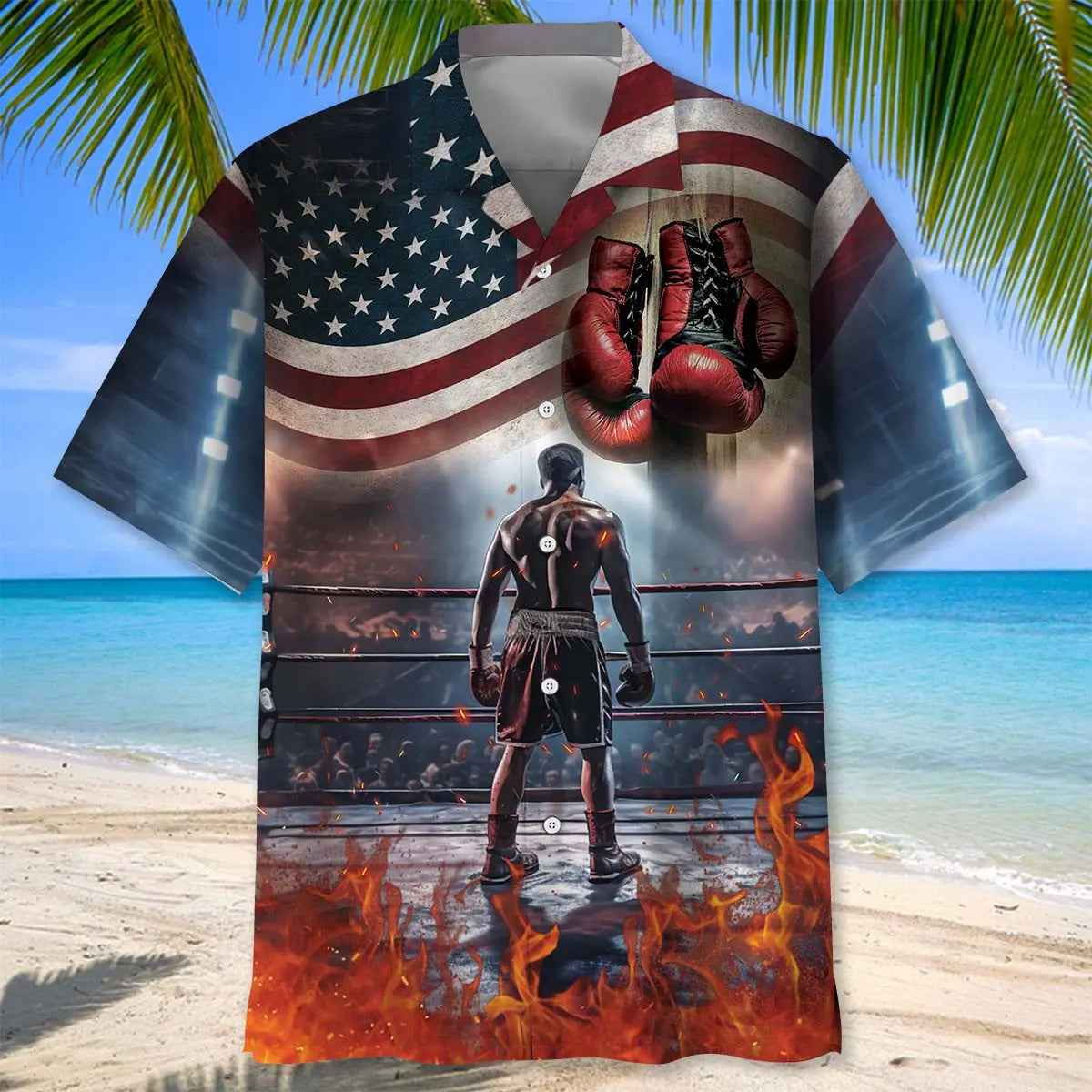 American Flag Boxer Hawaiian Shirt