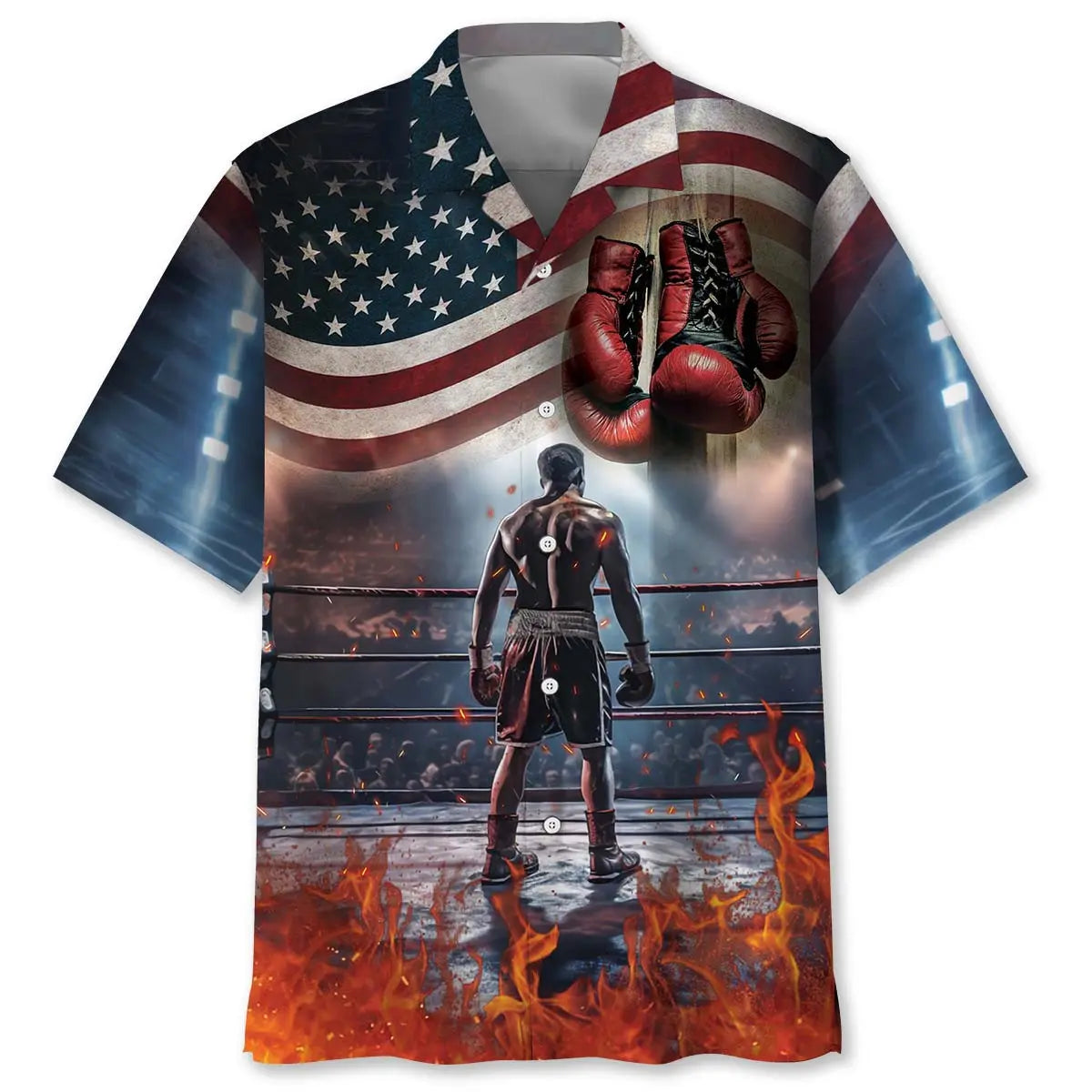 Hawaiian Shirt / Adults / S American Flag Boxer Hawaiian Shirt