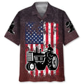 Hawaiian Shirt / Adults / S American Flag Tractor Hawaiian Shirt