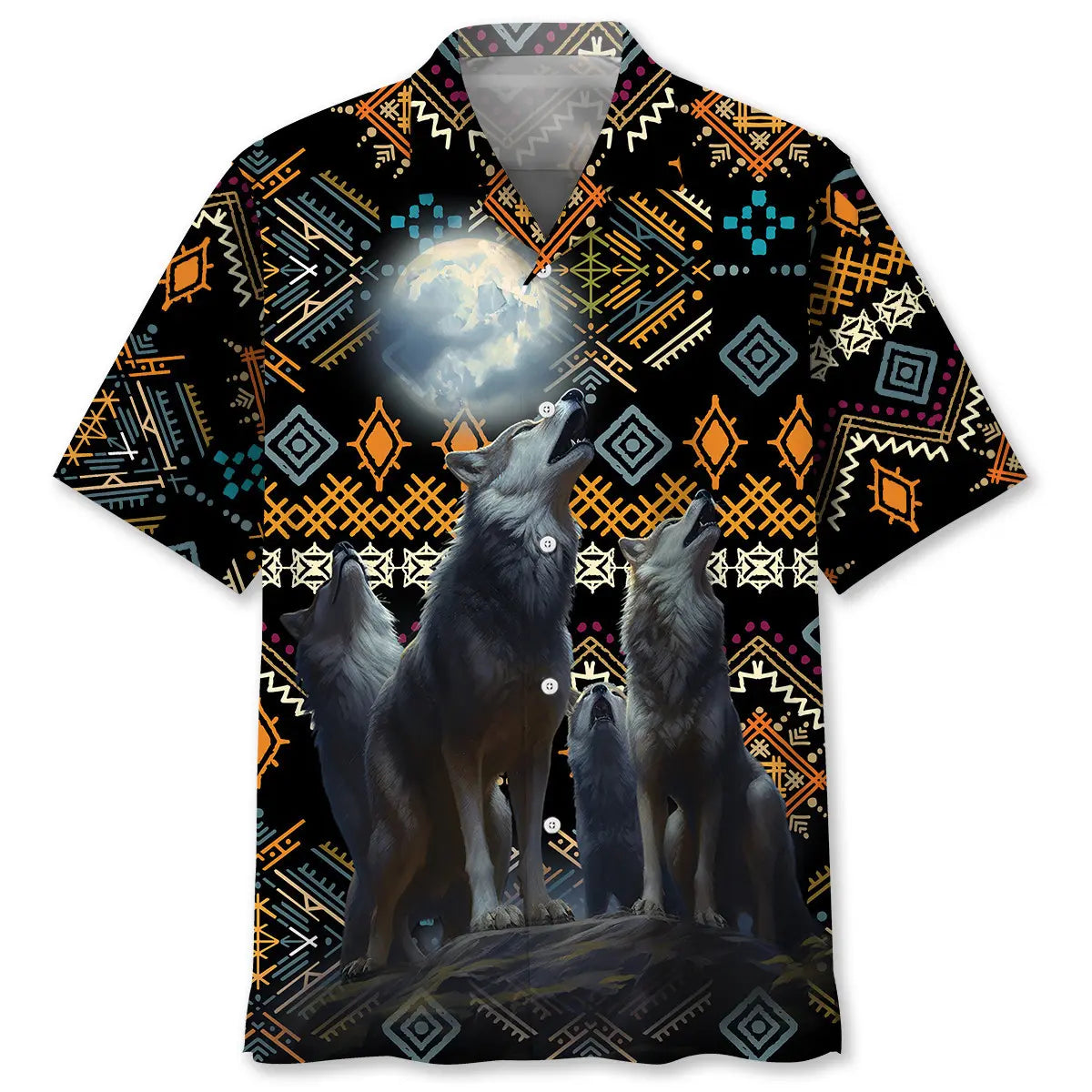 Hawaiian Shirt / Adults / S American Native Wolf Hawaiian Shirt