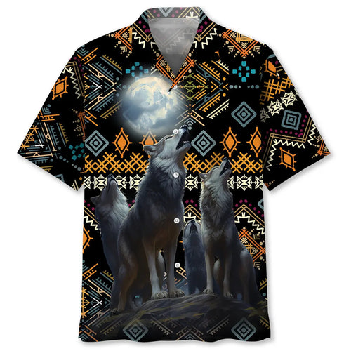 Hawaiian Shirt / Adults / S American Native Wolf Hawaiian Shirt