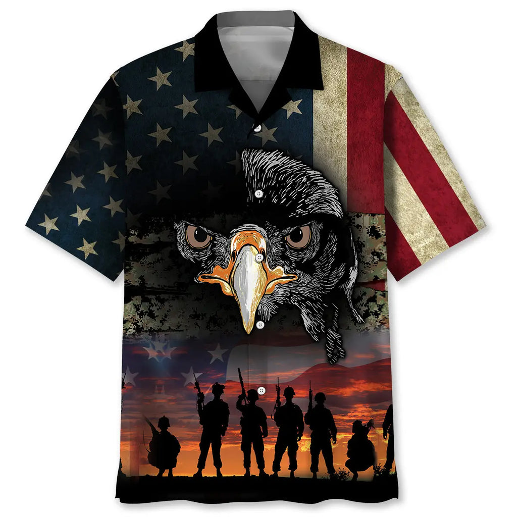 Hawaiian Shirt / Adults / S American Veteran Eagle Hawaiian Shirt