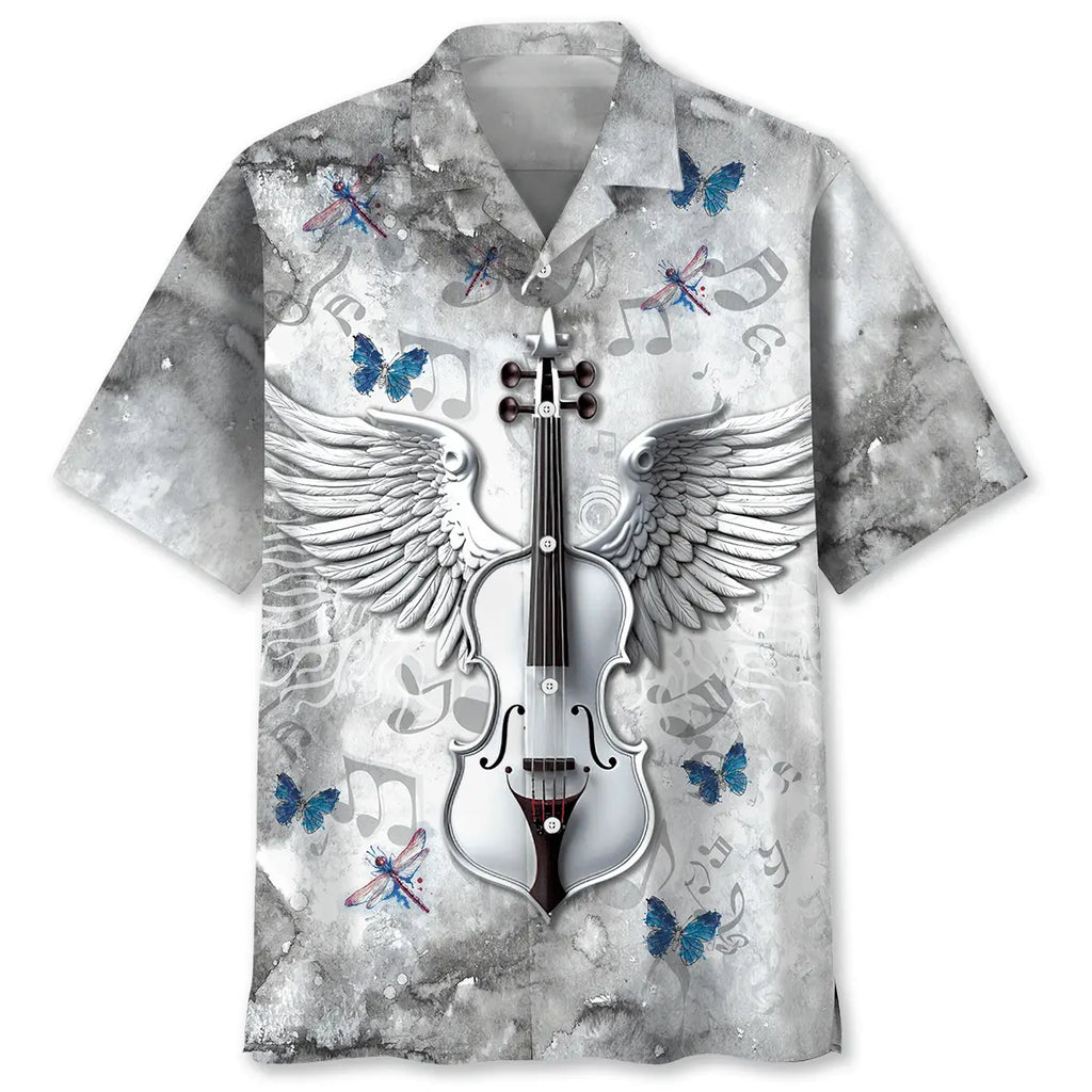 Hawaiian Shirt / Adults / S Angel Wings Violin Hawaiian Shirt