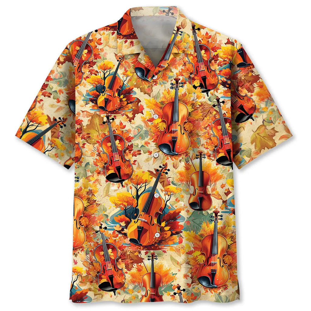 Autumn Leaves Violin Hawaiian Shirt