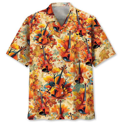Autumn Leaves Violin Hawaiian Shirt