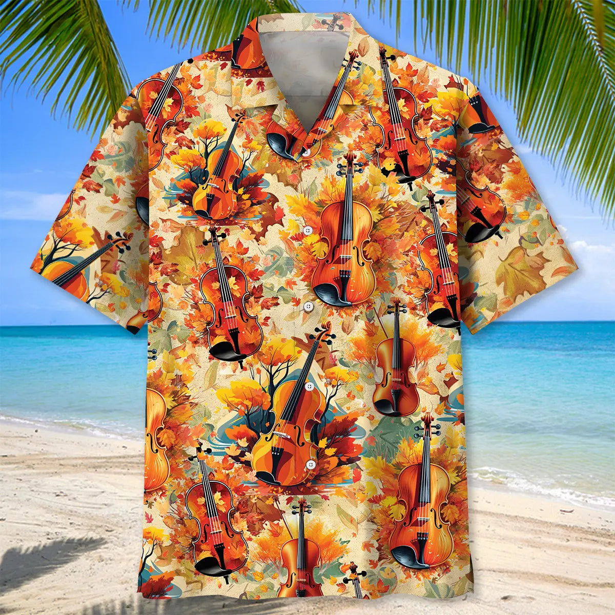 Hawaiian Shirt / Adults / S Autumn Leaves Violin Hawaiian Shirt