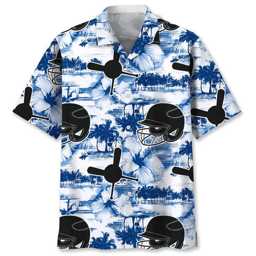 Hawaiian Shirt / Adults / S Baseball Blue Nature Hawaiian Shirt