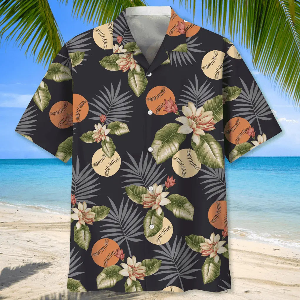 Baseball Grey Hawaiian Shirt