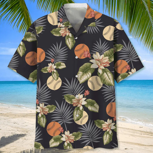Baseball Grey Hawaiian Shirt