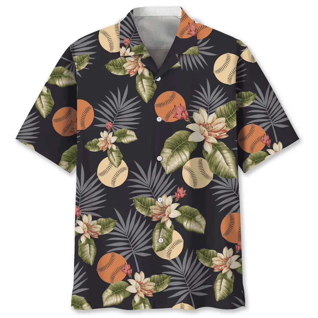 Hawaiian Shirt / Adults / S Baseball Grey Hawaiian Shirt