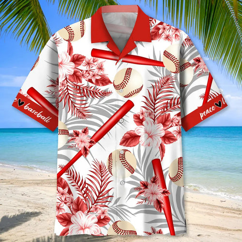 Baseball Red Hawaiian Shirt
