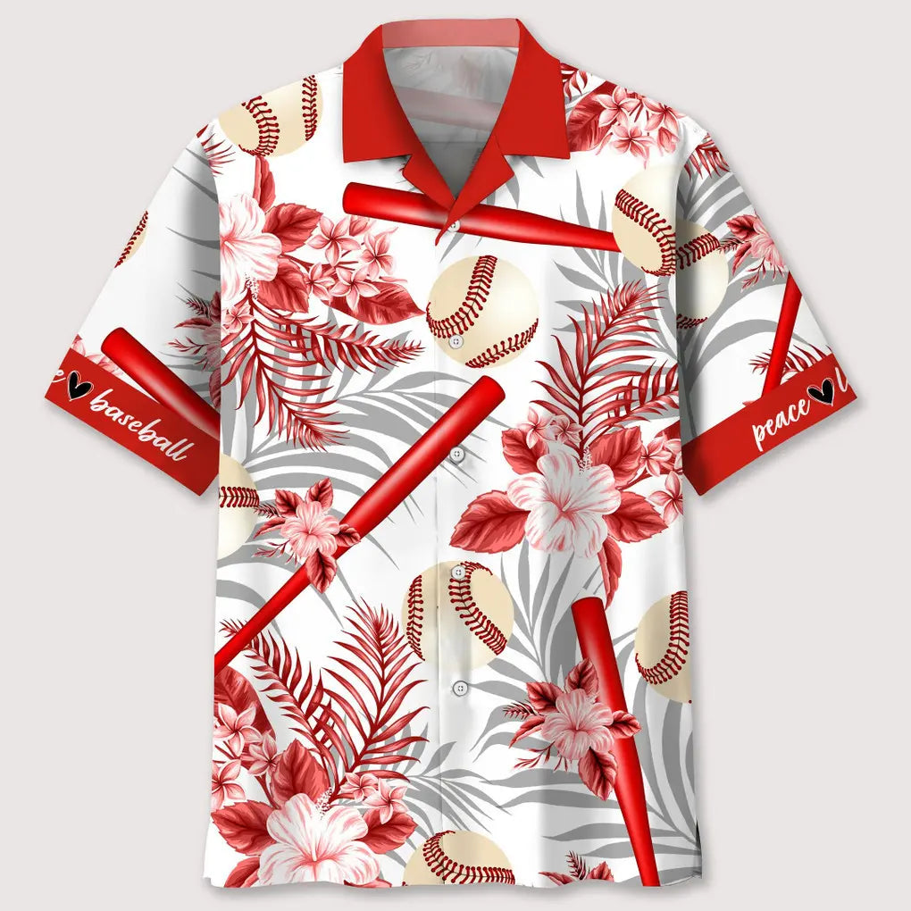 Hawaiian Shirt / Adults / S Baseball Red Hawaiian Shirt