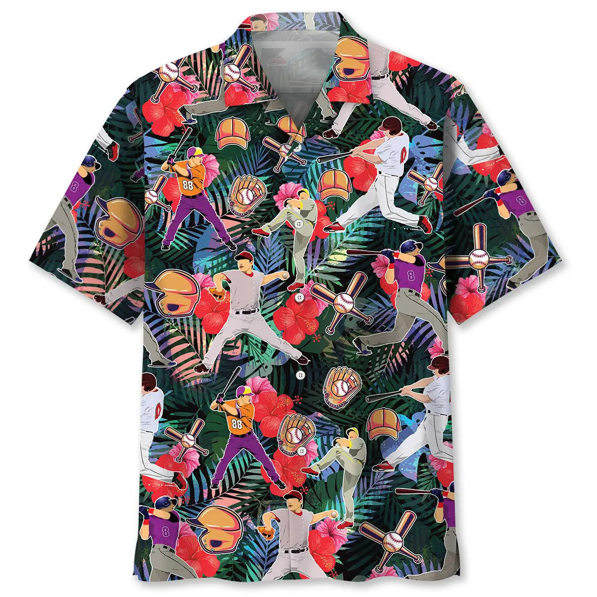 Hawaiian Shirt / Adults / S Baseball Tropical Hawaiian Shirt