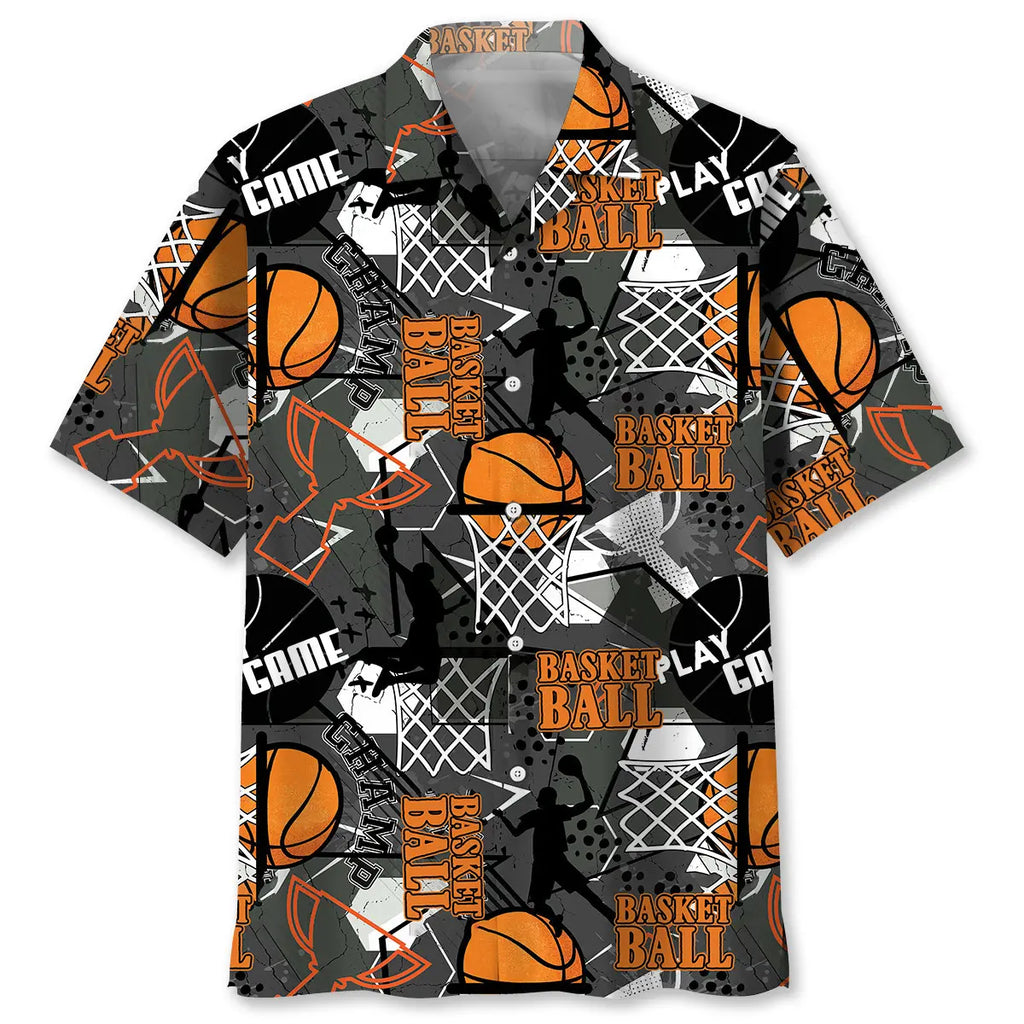 Hawaiian Shirt / Adults / S Basketball Black Hawaiian Shirt