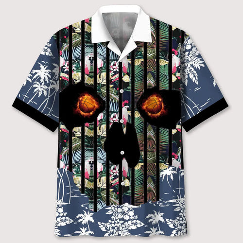 Hawaiian Shirt / Adults / S Basketball Flower Skull Hawaiian Shirt