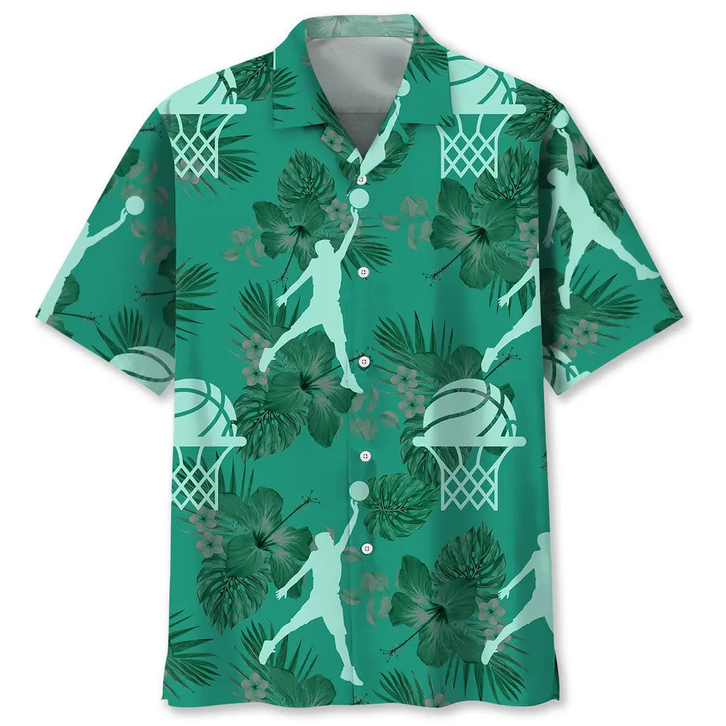 Hawaiian Shirt / Adults / S Basketball Kelly Green Hawaiian Shirt