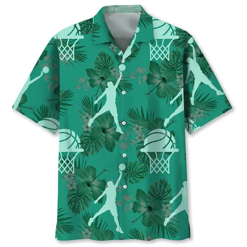 Hawaiian Shirt / Adults / S Basketball Kelly Green Hawaiian Shirt