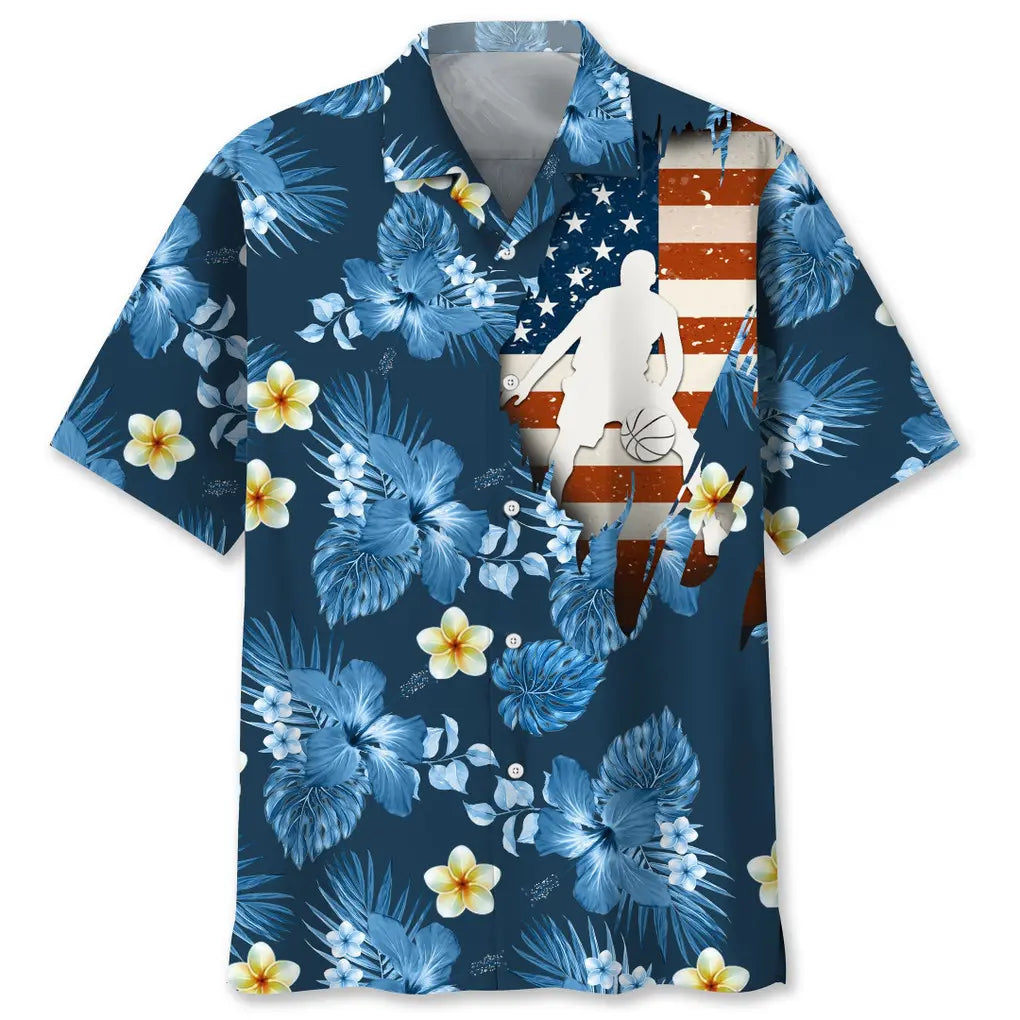 Hawaiian Shirt / Adults / S Basketball Usa Tropical Hawaiian Shirt