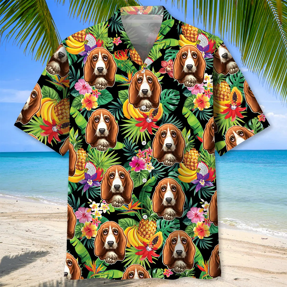 Basset Hound Fruits Hawaiian Shirt