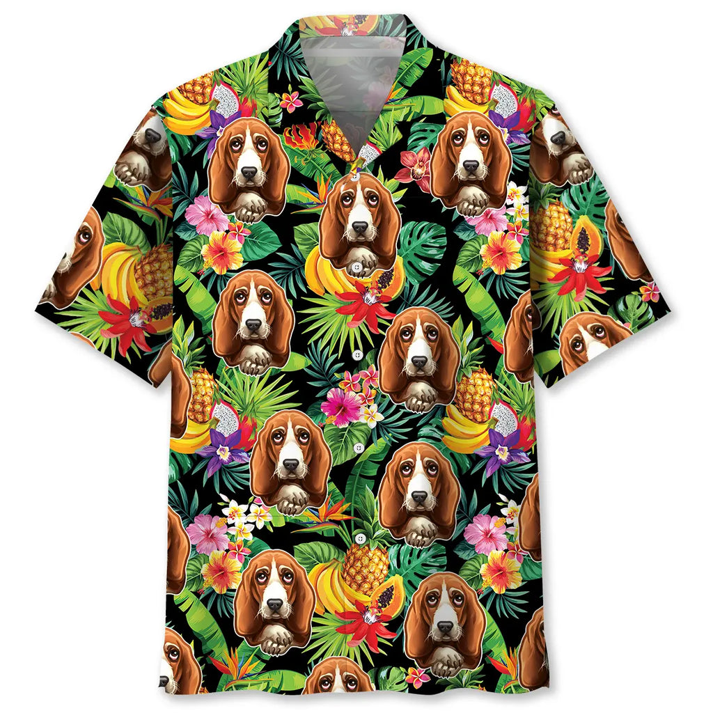 Hawaiian Shirt / Adults / S Basset Hound Fruits Hawaiian Shirt