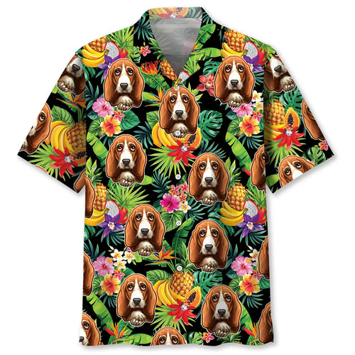 Hawaiian Shirt / Adults / S Basset Hound Fruits Hawaiian Shirt