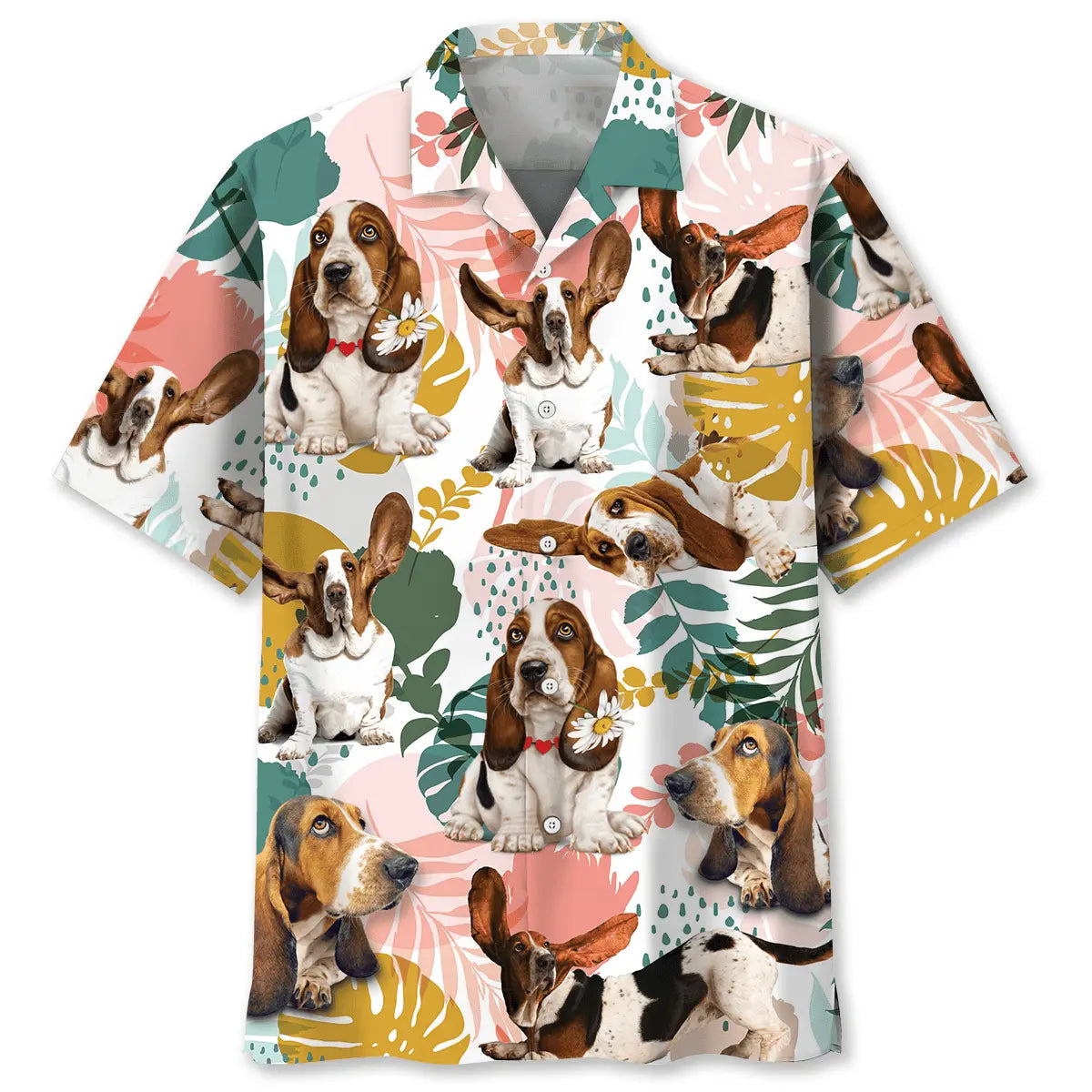 Hawaiian Shirt / Adults / S Basset Hound Tropical Hawaiian Shirt