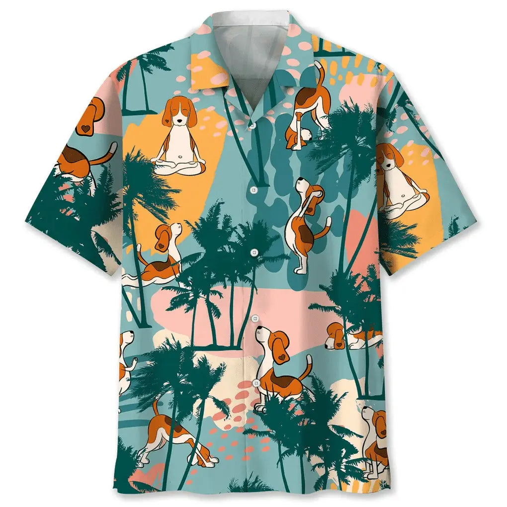 Hawaiian Shirt / Adults / S Beagle Palm Tree Colorful Hawaiian Shirt