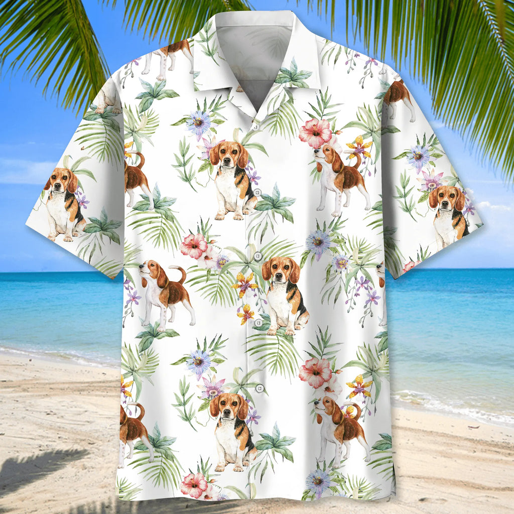 Beagle Tropical Flower Hawaiian Shirt