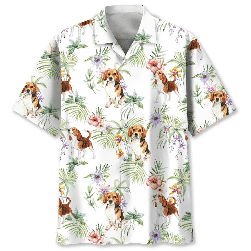 Hawaiian Shirt / Adults / S Beagle Tropical Flower Hawaiian Shirt