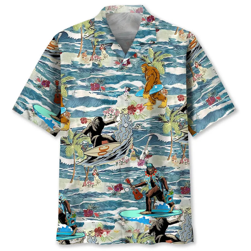 Hawaiian Shirt / Adults / S Bigfoot Surfing Hawaiian Shirt